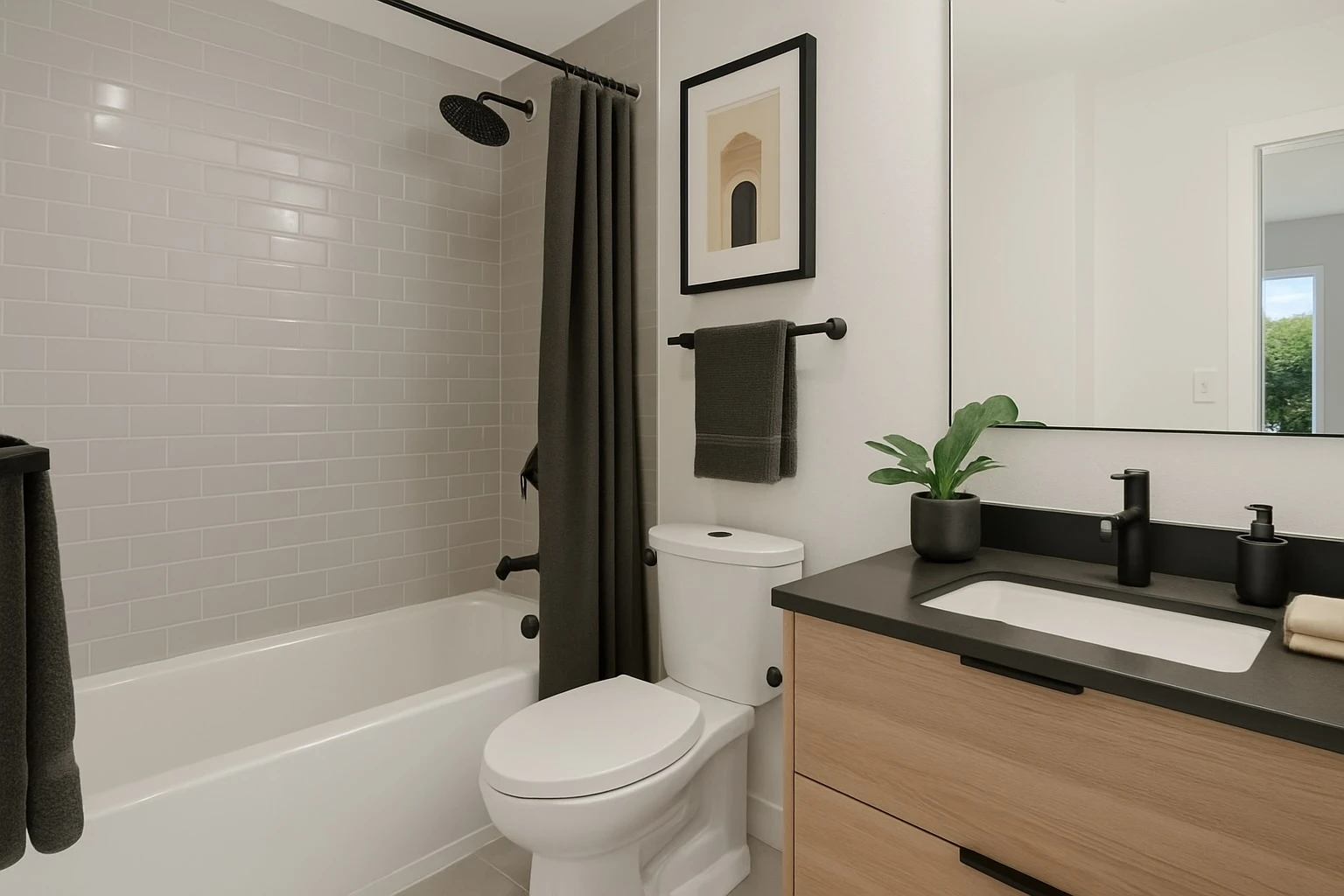 Après - Salle de bain transformée en espace moderne et fonctionnel